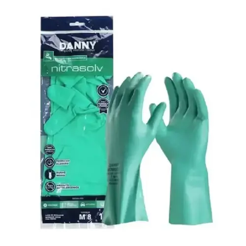 Luva Nitrílica Verde com Forro Nitrasolv DA-36201 DANNY CA 25313