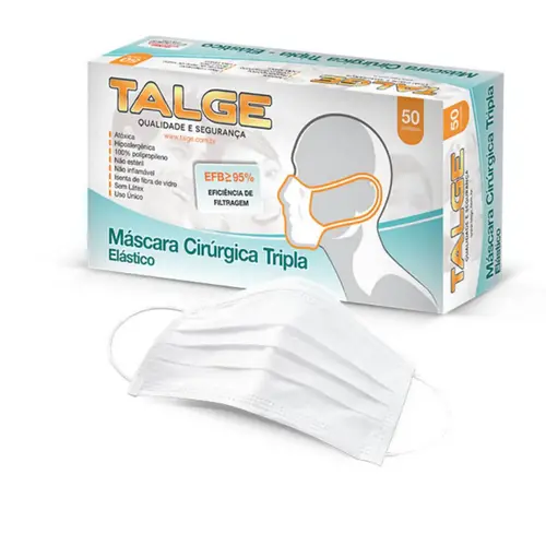 Mascara Retangular Tripla Com Elastico Cx C/50