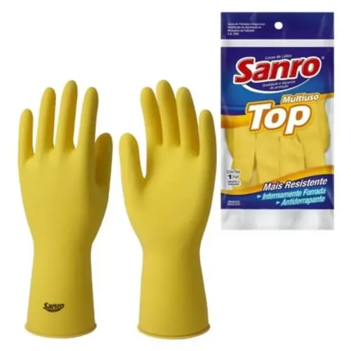 Luva Latex Amarela Sanro Top Ca 40044