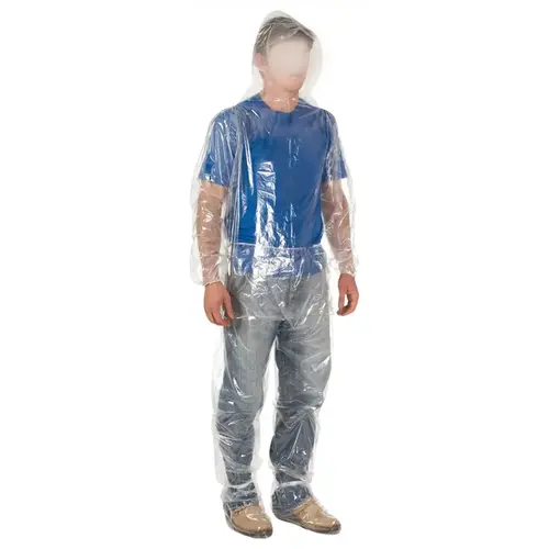 Conjunto para Chuva em Polietileno com Elastico e Capuz Transparente Ca 30354/30355
