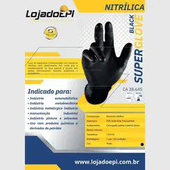 Luva Super Glove Skin Preta CX 50 UN CA 38645 Super Safety