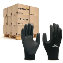 Luva Poliamida com Banho PU SS1003 Super Safety CA 32034 12 pares