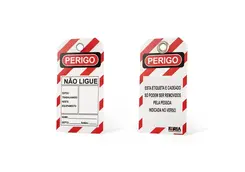 KIT com 10 unidades de Etiqueta de Identificação Auto Laminável NÃO LIGUE PVC Faria Equipamentos de Segurança