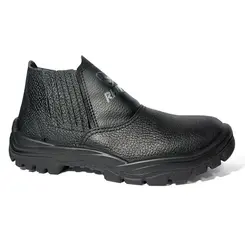 Botina Elastico Bico Plastico Couro Relax Preto Ca 48539