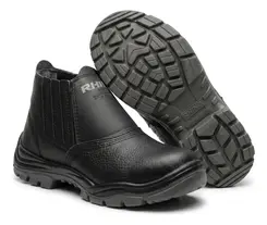 Botina Elastico Bico Aço Couro Relax Preto Ca 48538